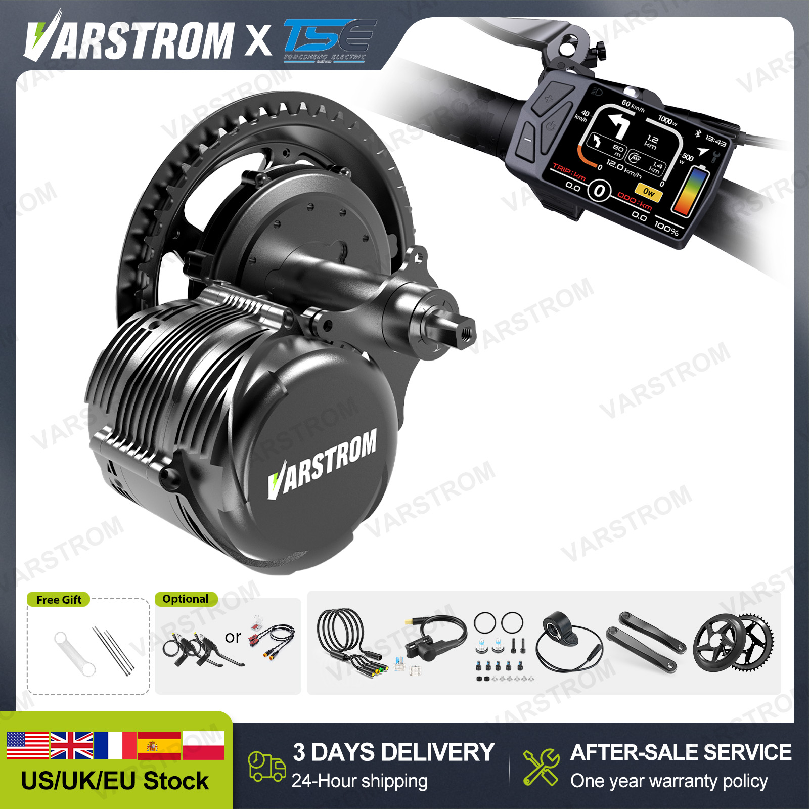 Torque Sensor Mid Drive Motor Kit - [Stock en EE. UU.] Motor de