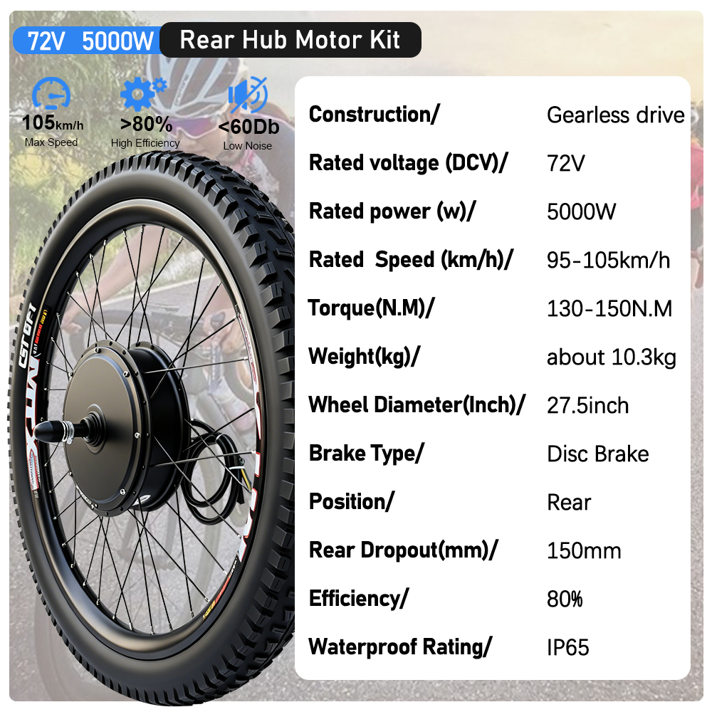 Kit de Conversión para Bicicle - 5000W Hub Motor Kit 72V reseña y precio