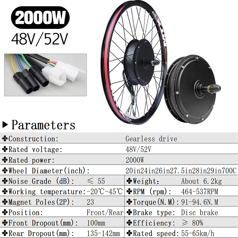 Kit de conversión de bicicleta - Gearless Hub Motor Conversion Kit 2000W With Display reseña y precio